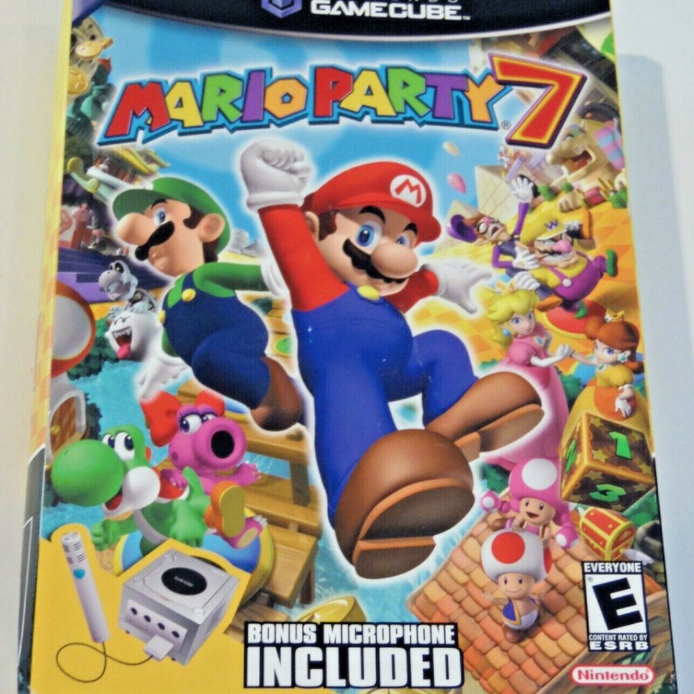 Mario Party 7 Video Game Nintendo Gamecube Tested & Complete W/ Bonus Microphone